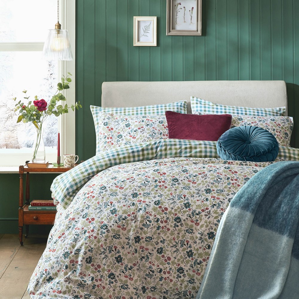 Rosa Sancta Floral Bedding by Laura Ashley in Newport Blue